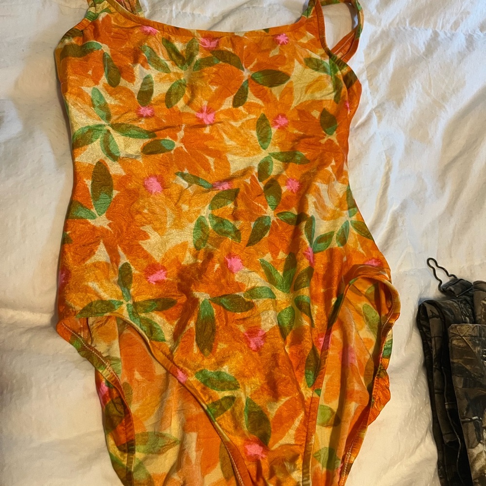 Floral Orange One-Piece Swimsuit